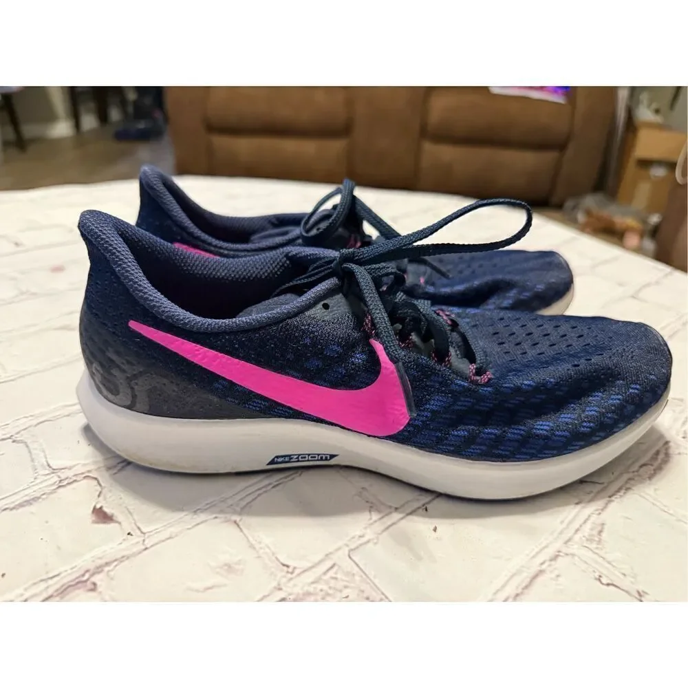 Nike Women's Size 9 Air Zoom Pegasus Running Shoes Blue Pink Swoosh Lightweight